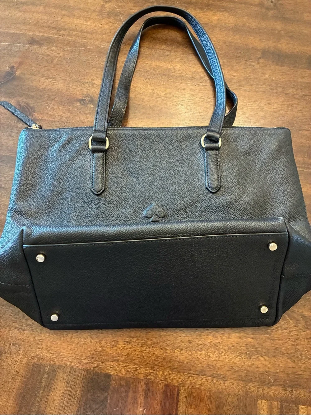 Kate Spade Larchmont Avenue Logo Penny Tote Bag Leather Purse Black